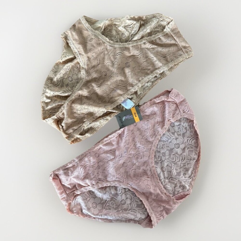 2‎ Secret Treasures Lace Floral Hipster Panties Underwear 6/M NWT Pink Beige